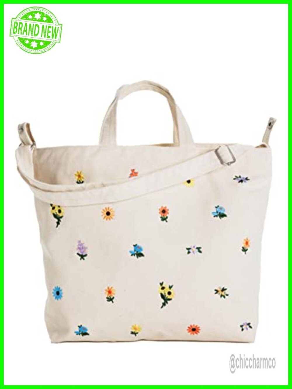 Recycled Cotton Canvas Satchel Bag Fits 15" Laptop Adjustable Strap